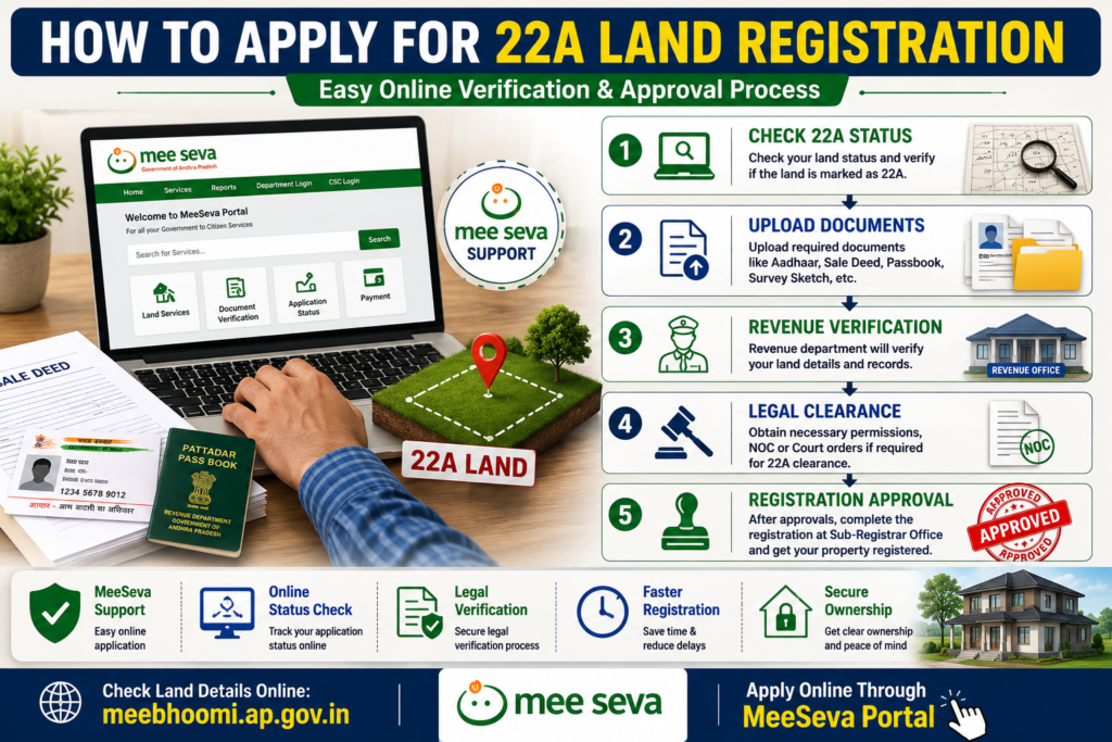 How to apply online for 22A land registration through MeeSeva
