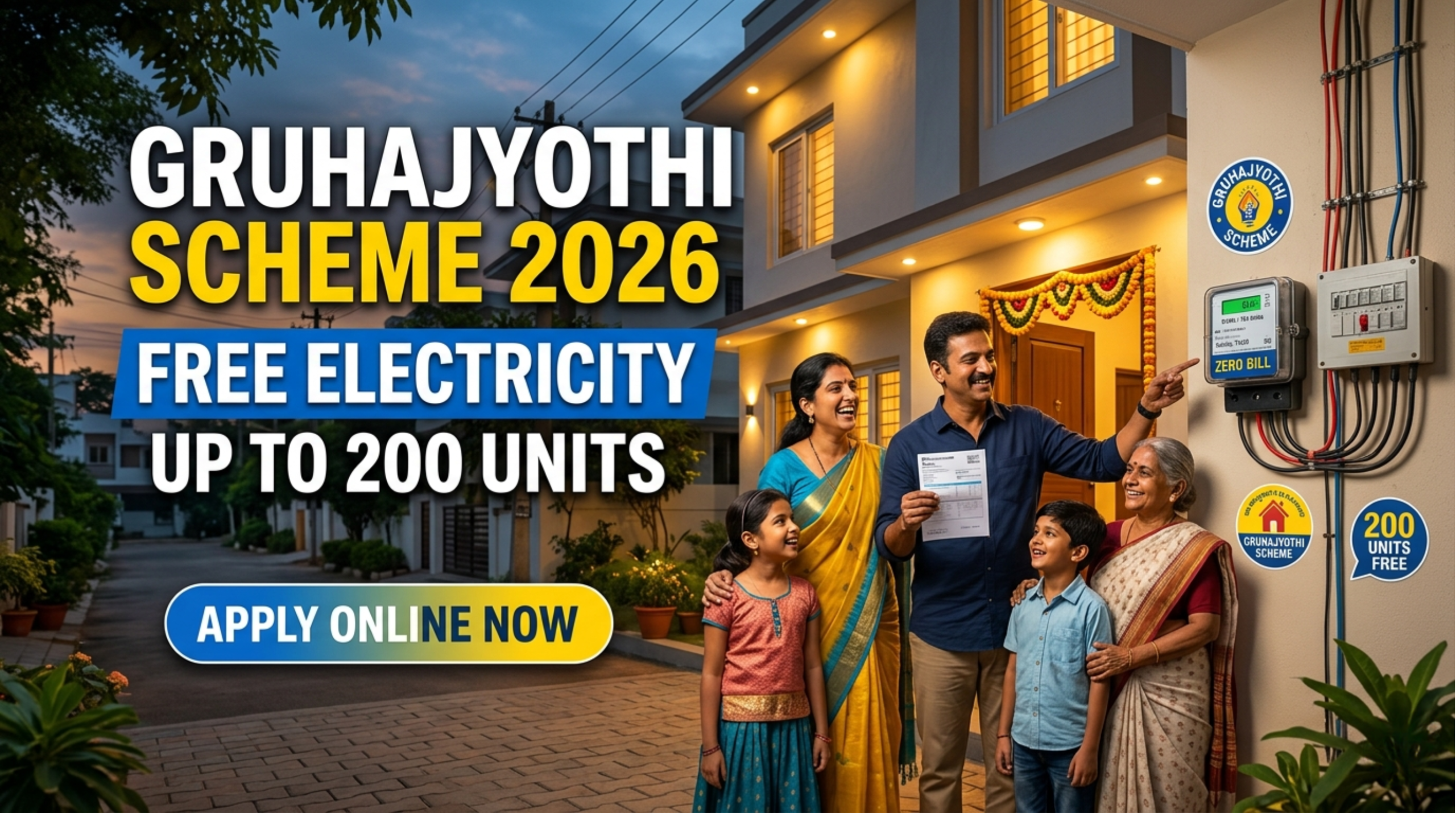 Gruhajyothi Scheme 2026: Free Electricity Up To 200 Units | Apply Online